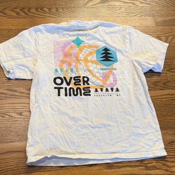 Overtime Kids White Short Sleeve Tee Size Large - Picture 3 of 3
